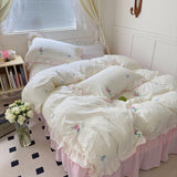 Triogift Coquette Aesthetic Ruffle Bedding Set