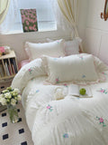 Triogift Coquette Aesthetic Ruffle Bedding Set