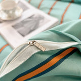 Triogift Turquoise Striped Bedding Set