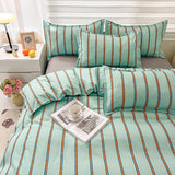 Triogift Turquoise Striped Bedding Set