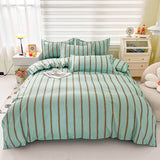 Triogift Turquoise Striped Bedding Set