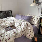 Triogift Purple Cherries Bedding Set