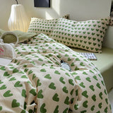 Triogift Little Green Hearts Pattern Bedding Set