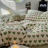 Triogift Little Green Hearts Pattern Bedding Set