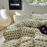 Triogift Little Green Hearts Pattern Bedding Set