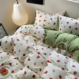 Triogift Cute Strawberry Print Bedding Set