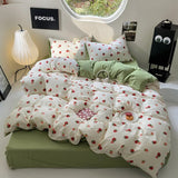 Triogift Cute Strawberry Print Bedding Set