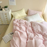 Triogift Pastel Plaid Bedsheet Set