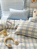 Triogift Danish Pastel Plaid Bedding Set