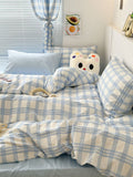 Triogift Danish Pastel Plaid Bedding Set