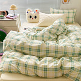 Triogift Danish Pastel Plaid Bedding Set