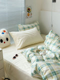 Triogift Danish Pastel Plaid Bedding Set