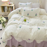 Triogift Coquette Room Tulip Ruffle Bedding Set