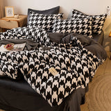 Triogift Dogtooth Check Bedding Set