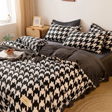 Triogift Dogtooth Check Bedding Set