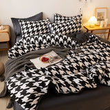 Triogift Dogtooth Check Bedding Set