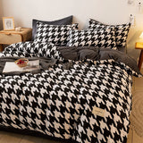 Triogift Dogtooth Check Bedding Set