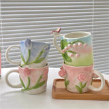 Triogift Cottagecore 3D Floral Handpainted Mug