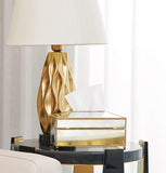 Triogift Elegance Nordic Gold Lining Glass Tissue Box