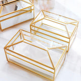 Triogift Elegance Nordic Gold Lining Glass Tissue Box