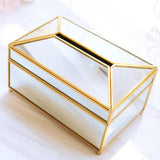 Triogift Elegance Nordic Gold Lining Glass Tissue Box