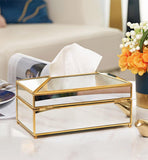 Triogift Elegance Nordic Gold Lining Glass Tissue Box