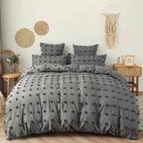 Triogift Grey Pom Pom Bedding Set