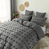 Triogift Grey Pom Pom Bedding Set