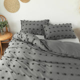 Triogift Grey Pom Pom Bedding Set