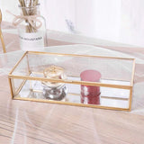 Triogift Elegance Gold Lining Glass Jewelry Box