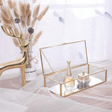 Triogift Elegance Gold Lining Glass Jewelry Box