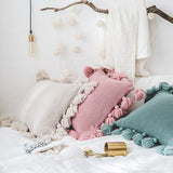 Triogift Bohemian Knitted Pastel Color Pillowcase