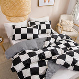 Triogift Large Black & White Check Bedding Set