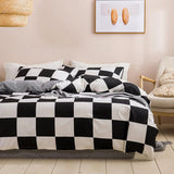 Triogift Large Black & White Check Bedding Set