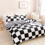 Triogift Large Black & White Check Bedding Set