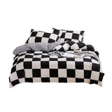 Triogift Large Black & White Check Bedding Set