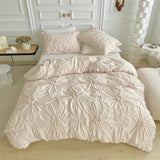 Triogift Ruffle Flower Duvet Cover Set