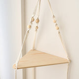 Triogift Macrame Hanging Corner Shelf