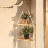 Triogift Macrame Hanging Corner Shelf