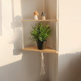 Triogift Macrame Hanging Corner Shelf