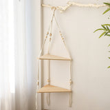 Triogift Macrame Hanging Corner Shelf