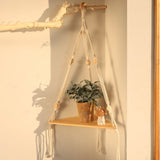 Triogift Macrame Hanging Corner Shelf