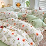 Triogift Orange Flowers Cute Bedding Set