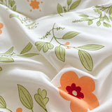 Triogift Orange Flowers Cute Bedding Set