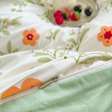 Triogift Orange Flowers Cute Bedding Set