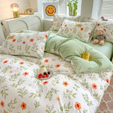 Triogift Orange Flowers Cute Bedding Set