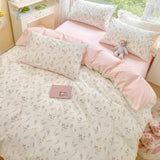 Triogift Pale Pink Floral Print Bedding Set