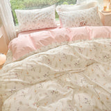 Triogift Pale Pink Floral Print Bedding Set