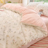 Triogift Pale Pink Floral Print Bedding Set