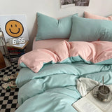 Triogift Pastel Double-Sided Aesthetic Bedding Set